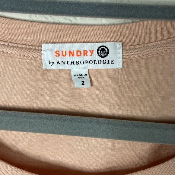 Sundry by Anthropologie Pale Pink Long Sleeve Ruched Dress - Picture 2 of 12